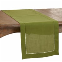 SARO 6315.K1672B 16 x 72 in. Oblong Classic Hemstitch Border Table Runner Kelly Green