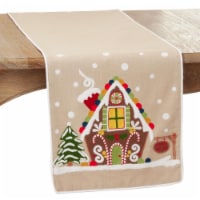 SARO 1171.N1672B 16 x 72 in. Oblong Natural Gingerbread House Design Table Runner