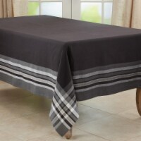 Saro 4387.BK70104B 70 x 104 in. Stripe Border Oblong Tablecloth, Black