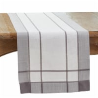 Saro 351.GY1672B 16 x 72 in. Banded Border Oblong Table Runner, Gray