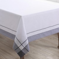 Saro 351.GY72S 72 in. Banded Border Square Tablecloth, Gray