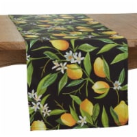 Saro 9821.BK1672B 16 x 72 in. Lemon Design Outdoor Oblong Table Runner, Black