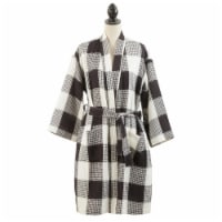 SARO 9025BR.BK Birmingham Collection Buffalo Plaid Waffle Weave Bath Robe  Black