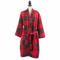 SARO 9025BR.R Birmingham Collection Buffalo Plaid Waffle Weave Bath Robe  Red