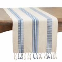 Saro Lifestyle 5120.NB1690B 16 x 90 in. Striped Oblong Table Runner, Navy Blue