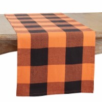 Saro Lifestyle 5350.OK16120B 16 x 120 in. Buffalo Plaid Oblong Table Runner, Orange & Black