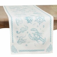Saro Lifestyle 3905.A1672B 16 x 27 in. Sea Life Table Runner, Aqua