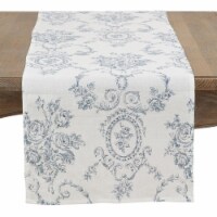 Saro Lifestyle 1162.IN1690B 16 x 90 in. Toile Floral Table Runner, Indigo