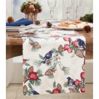 Saro Lifestyle 557.M1472B 14 x 72 in. Pinecones & Birds Table Runner, Multi Color