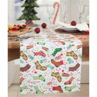 Saro Lifestyle 1228.M1690B 16 x 90 in. Christmas Stockings Table Runner, Multi Color