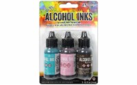 Tim Holtz Alcohol Ink .5oz 3/Pkg-Retro Cafe-Pool/Pink Sherbert/Espresso