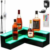 Vevor Corner Led Liquor Bottle Display Shelf Lighted Glowing Shelf 20  2-Step
