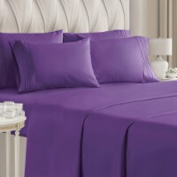 CGK Linens 6 Piece Microfiber Solid Sheet Set - Queen - Purple