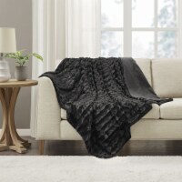 Gracie Mills Long Fur Throw Black 50x60