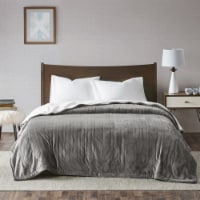 Gracie Mills Plush to Berber Heated Blanket Grey Full