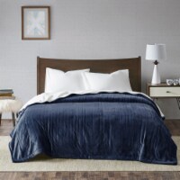 Gracie Mills Plush to Berber Heated Blanket Indigo Queen