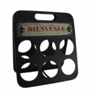 Fleur De Lis Bienvenue Distressed Metal 6 Bottle Wine Holder