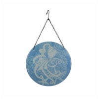 Large Coastal Blue and White Octopus Glass Suncatcher With Hanger 11.75 Inch Diameter