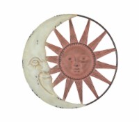 Distressed Tuscan Enamel Finish Metal Celestial Sun and Moon Indoor Outdoor Wall Art
