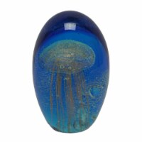 5 Inch Glass Glow In The Dark Jellyfish Paperweight Bookend Coastal Home Decor Sculpture