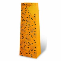 Wrap-Art 17165 Pasley Floral Wine Bottle Gift Bag - Yellow & Black Perspective: Main