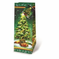 Wrap-Art 17193 Christmas Tree Printed Papper Bag with Plastic Rope Handle