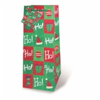 Wrap-Art 17197 Holiday Cheer Printed Papper Bag with Plastic Rope Handle