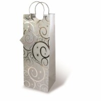 Wrap-Art 17203 Silver Swirls Papper Bag with Plastic Rope Handle Perspective: Main