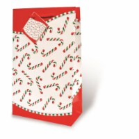 Wrap-Art 17311 2-Bottle Candy Canes Printed Papper Bag with Plastic Rope Handle Perspective: Main