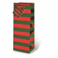 Wrap-Art Foil Stripe Wine Bag -  Red / Green