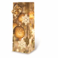 Wrap-Art 17459 Festive Holidays Printed Papper Bag with Plastic Rope Handle Gold Perspective: Main