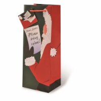 Wrap-Art 17499 Santa Please Bring Wine Printed Papper Bag with Plastic Rope Handle