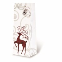 Wrap-Art 17603 Reindeer Printed Papper Bag with Plastic Rope Handle