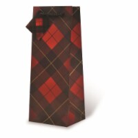 Wrap-Art 17606 Tartan Printed Papper Bag with Plastic Rope Handle