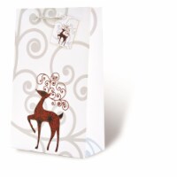 Wrap-Art 17692 2-Bottle Reindeer Printed Papper Bag with Plastic Rope Handle