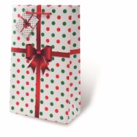 Wrap-Art 17774 2-Bottle Holiday Polka Dots Printed Papper Bag with Plastic Rope Handle