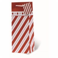 Wrap-Art 17804 Holiday Stripes Printed Papper Bag with Plastic Rope Handle