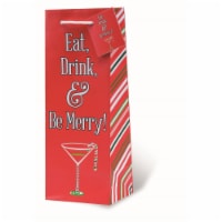 Wrap-Art 17828 Eat Drink & Be Merry Printed Papper Bag with Plastic Rope Handle Perspective: Main