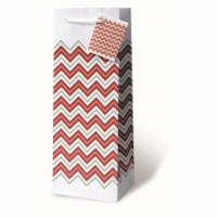 Wrap-Art 17865 Holiday Chevron Printed Papper Bag with Plastic Rope Handle