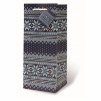Wrap-Art 17887 1.75 Litre Holiday Sweater Printed Papper Bag with Plastic Rope Handle Blue