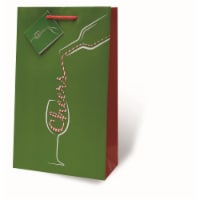 Wrap-Art 17888 2-Bottle Pour Some Holiday Cheer Printed Papper Bag with Plastic Rope Handle