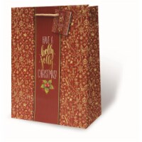Wrap-Art 17891 Holly Jolly Christmas Gift Set Printed Papper Bag with Plastic Rope Handle