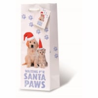 Wrap-Art 17937 Santa Paws Printed Papper Bag with Plastic Rope Handle