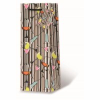 Wrap-Art 17939 Bar Drinks Printed Papper Bag with Plastic Rope Handle