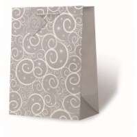 Wrap-Art 17960 Silver Swirls - Large Gift Bag with Rope Handle Printed Papper Bag with Plasti