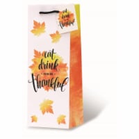 Wrap-Art 17968 Eat Drink & Be Thankful Printed Papper Bag with Plastic Rope Handle