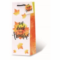 Wrap-Art 17968 Eat Drink & Be Thankful Printed Papper Bag with Plastic Rope Handle