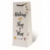 Wrap-Art 17977 Working 9 to Wine Printed Papper Bag with Plastic Rope Handle