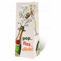 Wrap-Art 17981 Pop Fizz Clink Printed Papper Bag with Plastic Rope Handle