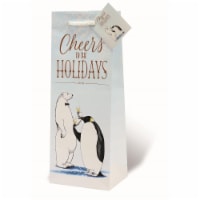Wrap-Art 17991 Cheers to the Holidays Printed Papper Bag with Plastic Rope Handle